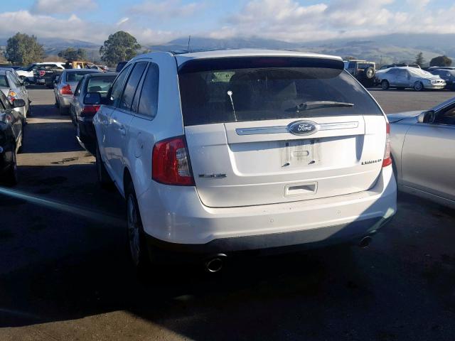 2FMDK3KC7DBA36689 - 2013 FORD EDGE LIMIT WHITE photo 3