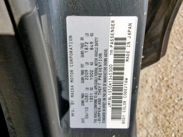 JM1BL1S50A1345300 - 2010 MAZDA 3 S BLACK photo 10