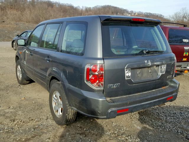 5FNYF181X7B022359 - 2007 HONDA PILOT LX CHARCOAL photo 3