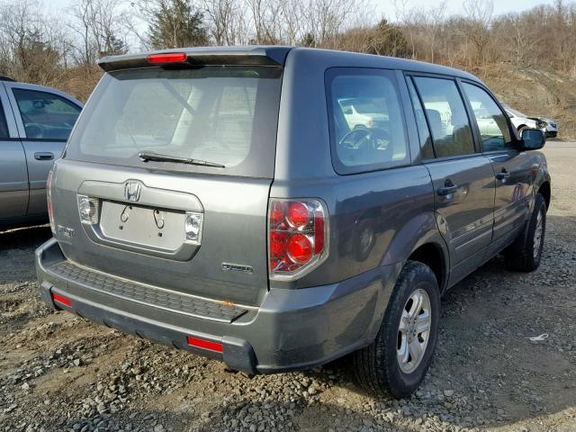 5FNYF181X7B022359 - 2007 HONDA PILOT LX CHARCOAL photo 4