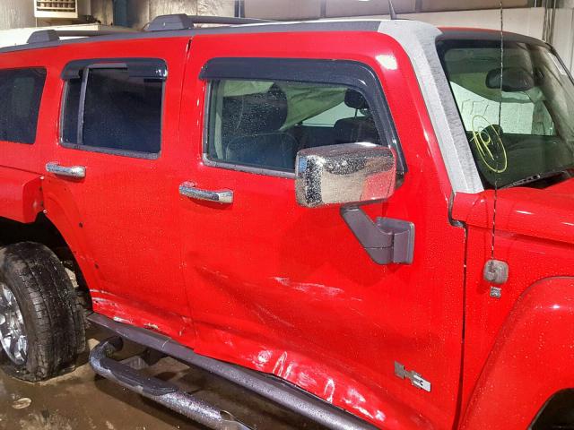 5GTDN13E878133688 - 2007 HUMMER H3 RED photo 9