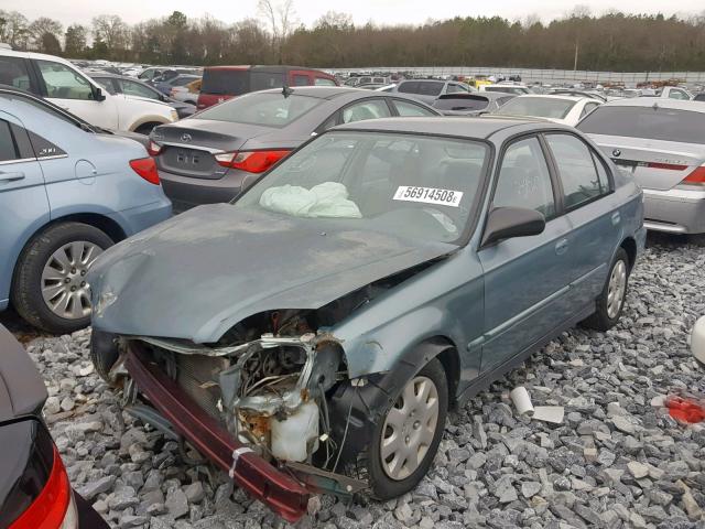 2HGEJ6617YH554411 - 2000 HONDA CIVIC BASE BLUE photo 2