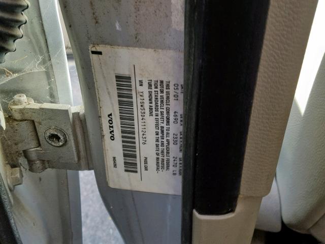 YV1SW53D411124376 - 2001 VOLVO V70 T5 TUR SILVER photo 10