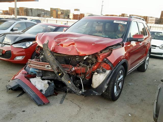 1FM5K7F86EGB55085 - 2014 FORD EXPLORER L BURGUNDY photo 2