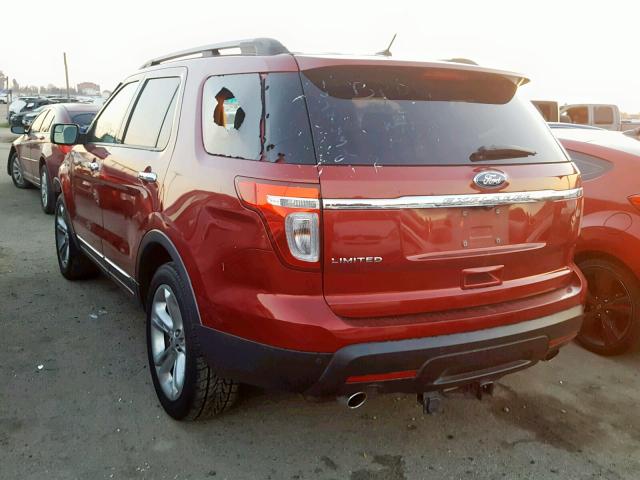 1FM5K7F86EGB55085 - 2014 FORD EXPLORER L BURGUNDY photo 3