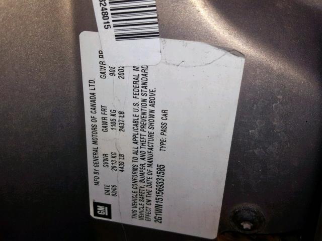 2G1WN151569331585 - 2006 CHEVROLET MONTE CARL TAN photo 10