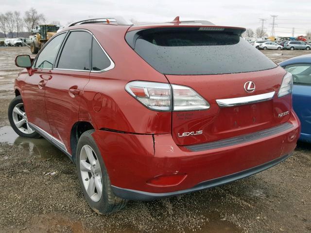 2T2ZK1BA9AC020523 - 2010 LEXUS RX 350 RED photo 3