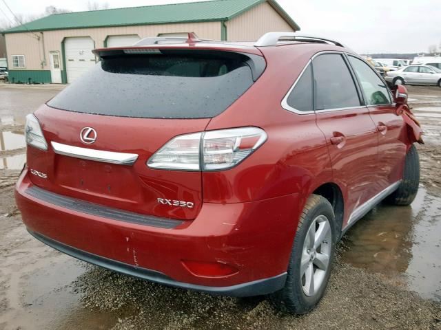 2T2ZK1BA9AC020523 - 2010 LEXUS RX 350 RED photo 4