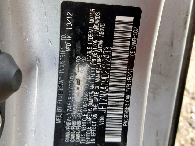 JF1ZNAA19D2712433 - 2013 TOYOTA SCION FR-S BLACK photo 10