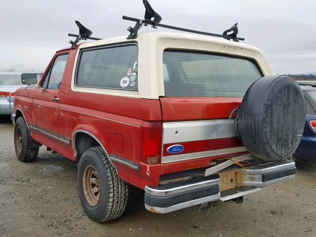 1FMEU15N8MLA69927 - 1991 FORD BRONCO U10 RED photo 3