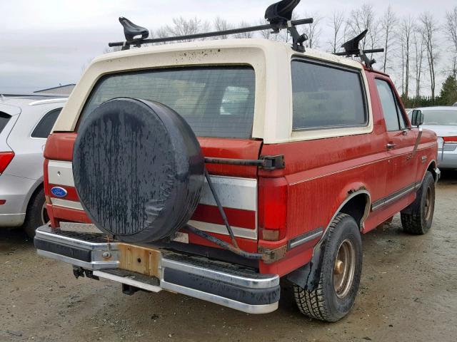 1FMEU15N8MLA69927 - 1991 FORD BRONCO U10 RED photo 4