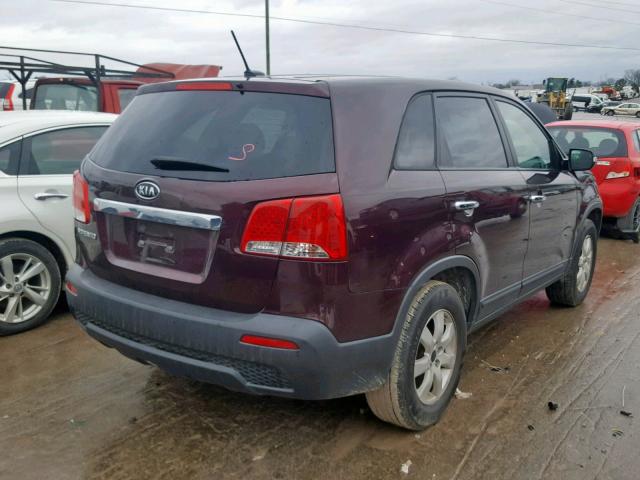 5XYKT3A16BG030772 - 2011 KIA SORENTO BA BURGUNDY photo 4