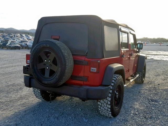 1J4GA39107L161993 - 2007 JEEP WRANGLER X RED photo 4