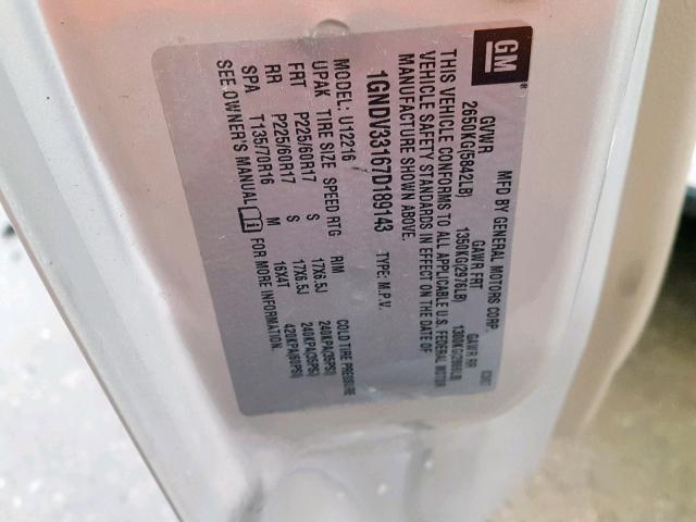 1GNDV33167D189143 - 2007 CHEVROLET UPLANDER L Qəhvəyi foto 10