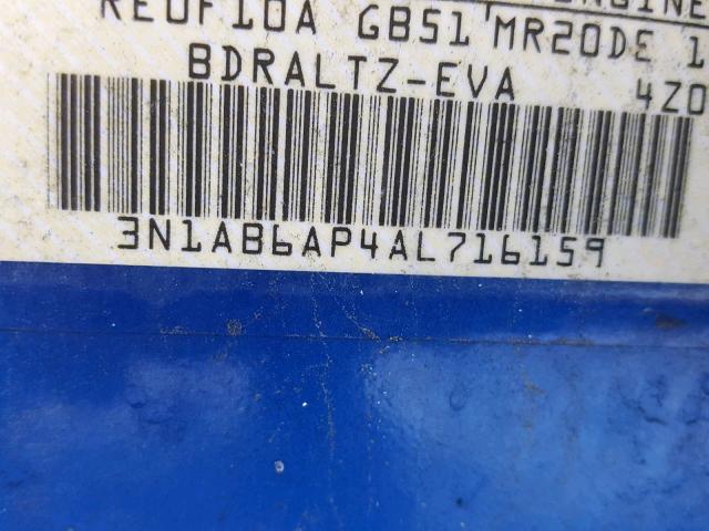 3N1AB6AP4AL716159 - 2010 NISSAN SENTRA 2.0 BLUE photo 10