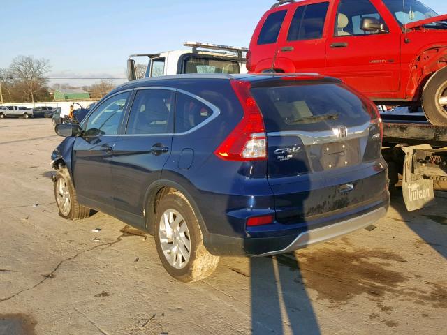 5J6RM4H72FL134580 - 2015 HONDA CR-V EXL BLUE photo 3