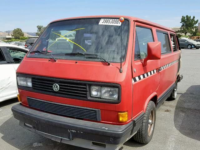 WV2YB0255KH028534 - 1989 VOLKSWAGEN VANAGON BU RED photo 2