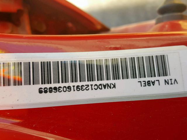 KNADC123916036089 - 2001 KIA RIO RED photo 10