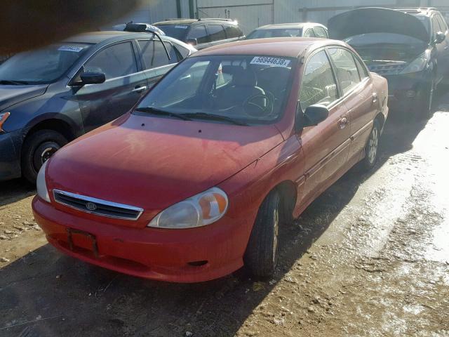 KNADC123916036089 - 2001 KIA RIO RED photo 2