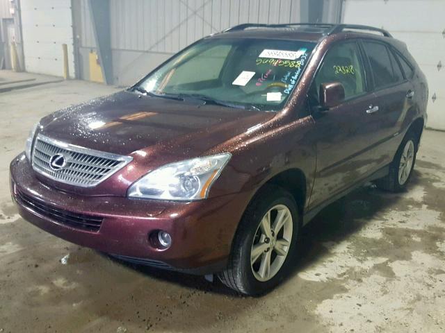 JTJHW31U982068492 - 2008 LEXUS RX 400H BURGUNDY photo 2