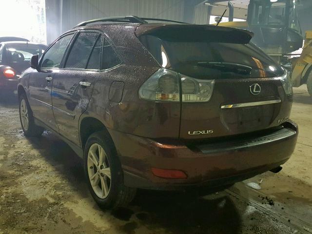 JTJHW31U982068492 - 2008 LEXUS RX 400H BURGUNDY photo 3