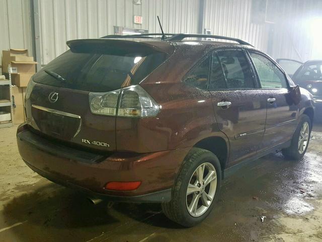 JTJHW31U982068492 - 2008 LEXUS RX 400H BURGUNDY photo 4