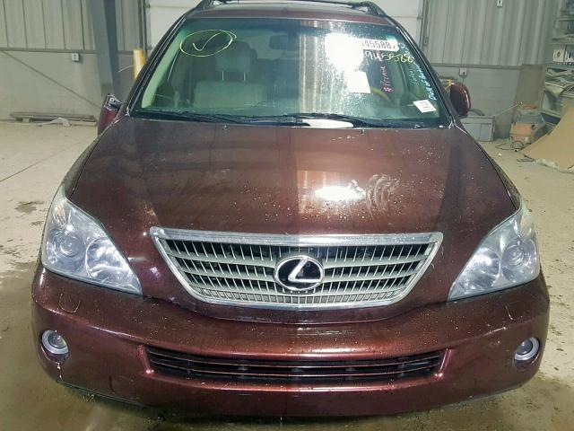 JTJHW31U982068492 - 2008 LEXUS RX 400H BURGUNDY photo 9