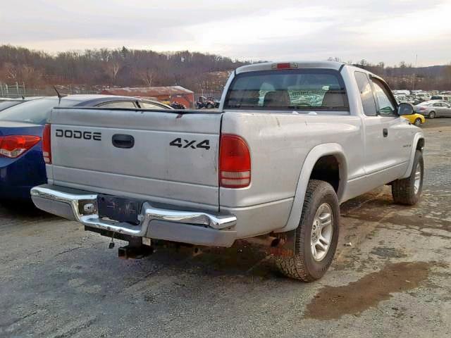 1B7GG22N01S325834 - 2001 DODGE DAKOTA SILVER photo 4