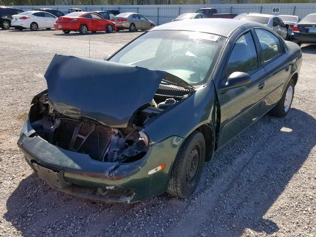 1B3ES46C61D176149 - 2001 DODGE NEON SE GREEN photo 2