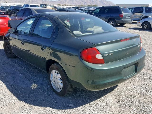 1B3ES46C61D176149 - 2001 DODGE NEON SE GREEN photo 3