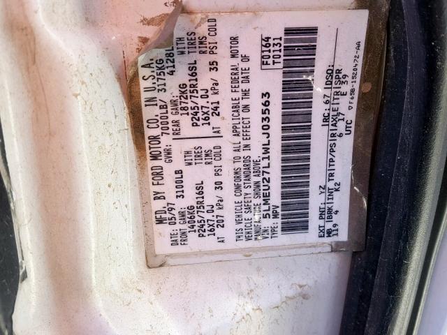 5LMEU27L1WLJ03563 - 1998 LINCOLN NAVIGATOR 白色 照片 10