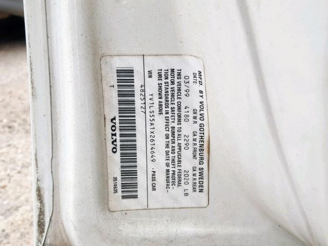 YV1LS55A1X2614649 - 1999 VOLVO S70 WHITE photo 10