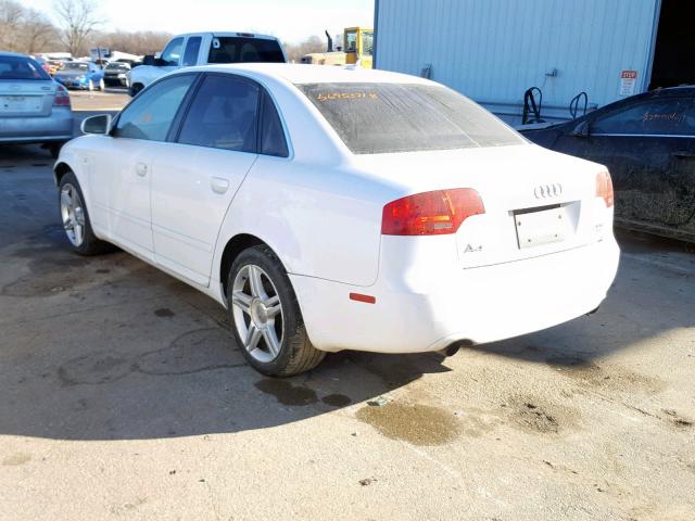 WAUDF78E88A068736 - 2008 AUDI A4 2.0T QU WHITE photo 3