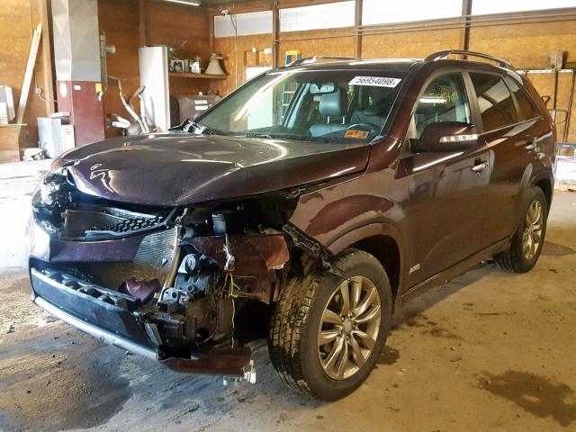 5XYKWDA21CG188623 - 2012 KIA SORENTO SX MAROON photo 2