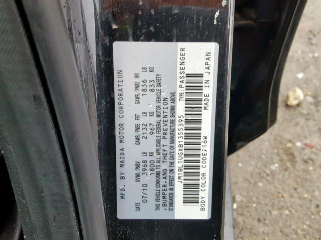 JM1BL1UGXB1355395 - 2011 MAZDA 3 I BLACK photo 10