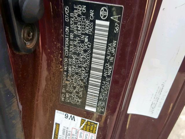 JTKDE167360076147 - 2006 TOYOTA SCION TC შავი ფოტო 10