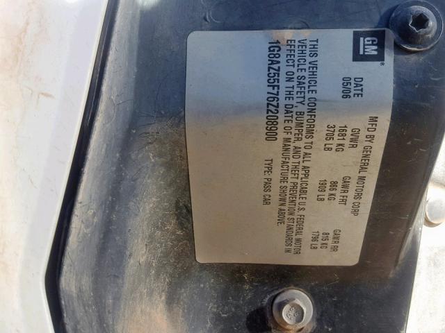 1G8AZ55F76Z208900 - 2006 SATURN ION LEVEL WHITE photo 10