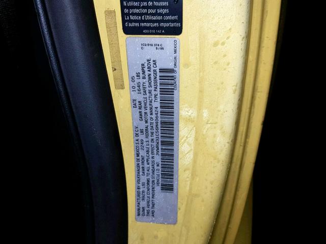 3VWRW31C56M406424 - 2006 VOLKSWAGEN NEW BEETLE Sarı foto 10