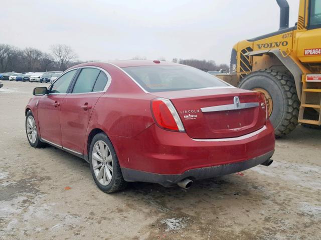 1LNHM94R39G623228 - 2009 LINCOLN MKS RED photo 3