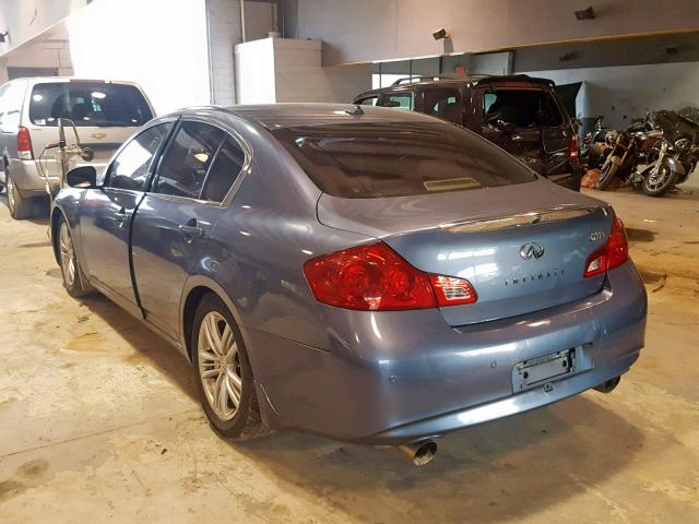 JN1CV6AR2AM461910 - 2010 INFINITI G37 BLUE photo 3