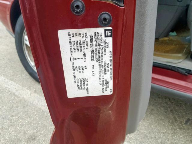 1GNDV33L15D221236 - 2005 CHEVROLET UPLANDER L Qırmızı foto 10