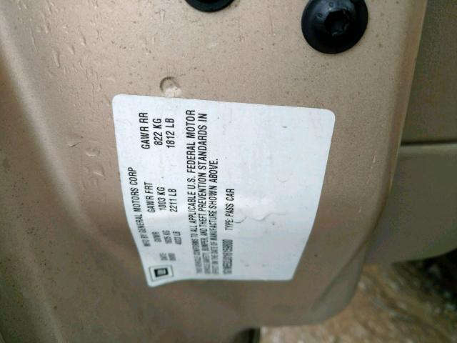 1G1NE52J016159800 - 2001 CHEVROLET MALIBU LS TAN photo 10