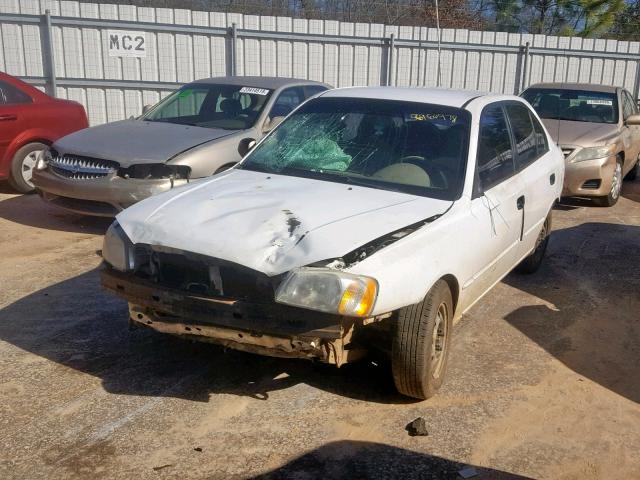 KMHCG45C61U220459 - 2001 HYUNDAI ACCENT GL WHITE photo 2