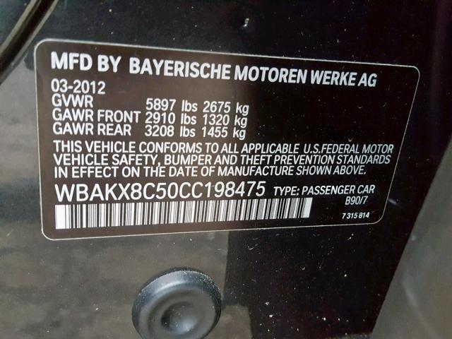 WBAKX8C50CC198475 - 2012 BMW 750 LI GRAY photo 10