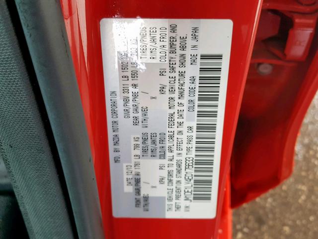 JM1DE1LY4E0176633 - 2014 MAZDA MAZDA2 TOU RED photo 10