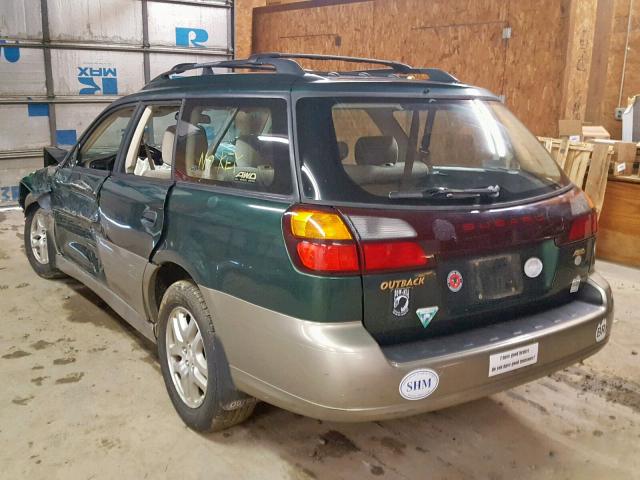 4S3BH665727665544 - 2002 SUBARU LEGACY OUT GREEN photo 3