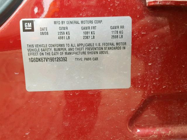 1G6DK67V190128392 - 2009 CADILLAC STS RED photo 10