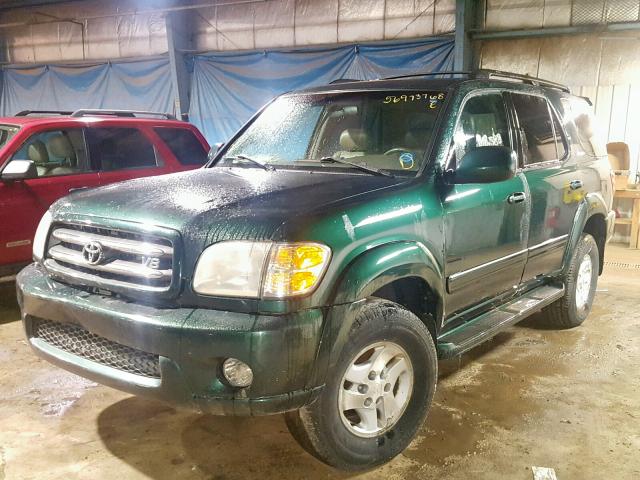 5TDBT48A51S011420 - 2001 TOYOTA SEQUOIA LI GREEN photo 2