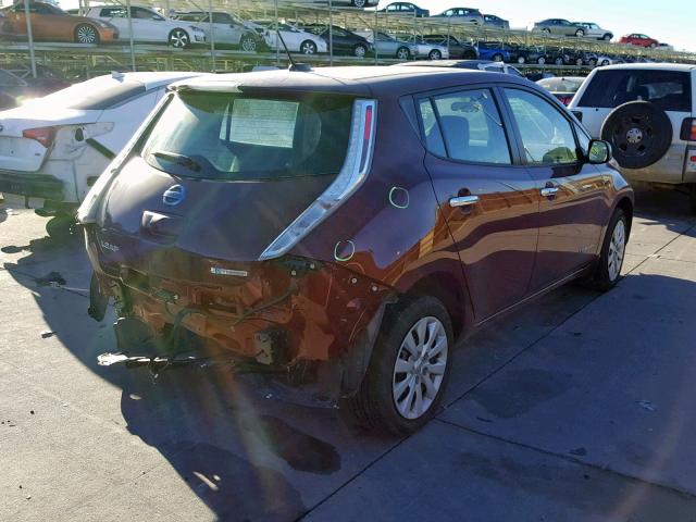 1N4BZ0CP5HC309082 - 2017 NISSAN LEAF S RED photo 4