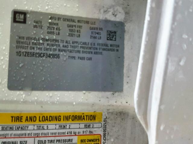 1G1ZE5E09CF348856 - 2012 CHEVROLET MALIBU LTZ 白色 照片 10